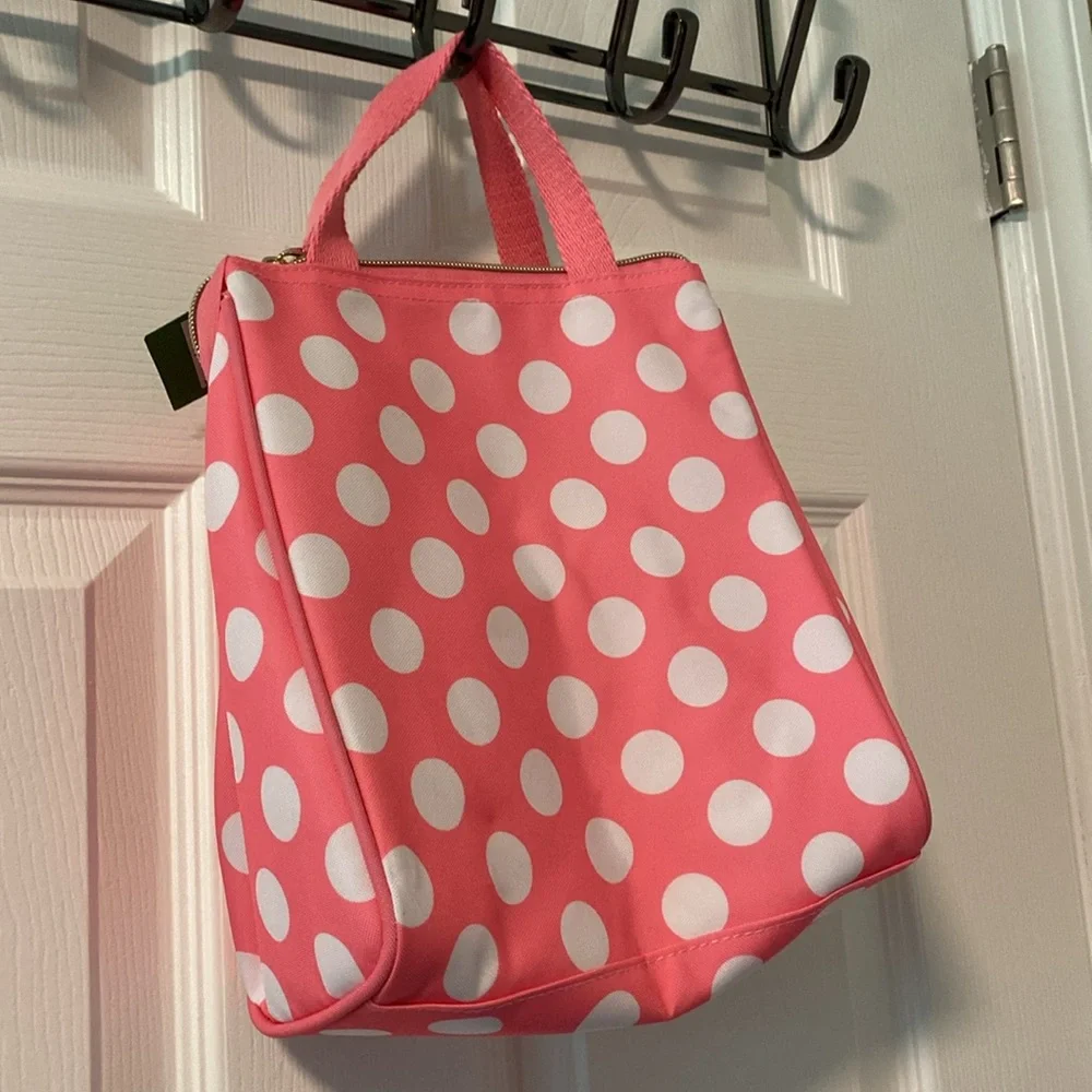 BNWT KATE SPADE Pink Polka Dot Insulated Lunch Tote Bag